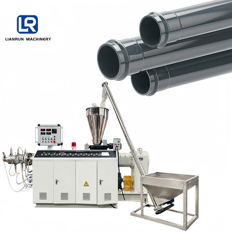 Extruder Line Machine Twin Outlet PVC Conduit Pipe Extrusion Line One Out Two UPVC Pipe ...