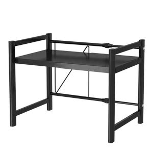 Estante retráctil escalable para horno microondas, estante de almacenamiento de cocina de una o dos capas de metal grueso negro - Product Image 2