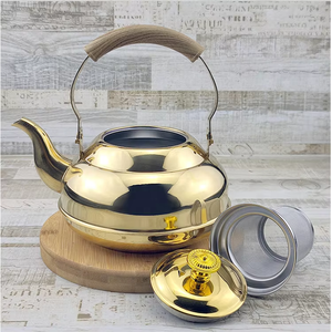 Bouilloire à poignée en acier inoxydable, compatible induction, <span class=keywords><strong>chauffe</strong></span>-<span class=keywords><strong>eau</strong></span> universel pour restaurants avec filtre infuseur à thé, service à thé simple - Product Image 2