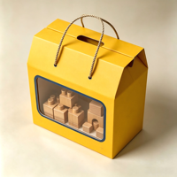 Boîte cadeau pour jouets en carton recyclable et écologique avec design léger antichoc, couvercle amovible et poignée en corde de papier