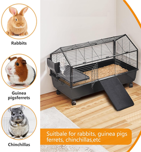 <span class=keywords><strong>Cage</strong></span> à lapins 48 "120cm <span class=keywords><strong>Cage</strong></span> à petits animaux roulante avec parc pliable/rampes/bouteille d'eau/mangeoire à foin/bol - Product Image 2