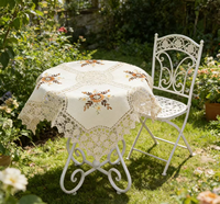 Nappe élégante brodée florale, anti-poussière, en dentelle, pour la maison, la cuisine, les fêtes et la décoration de mariage