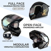 Casque de moto modulaire à visière relevable, double visière, lentille PC anti-rayures, homologué DOT ECE, avec aileron supérieur, casques modulaires