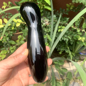 Varita Yoni de Obsidiana Negra Curvada Heisenberg, Dildo, Tapón Anal, 18 cm, 400 g, Hecho a Mano para Masaje de Pene en Adultos - Product Image 3