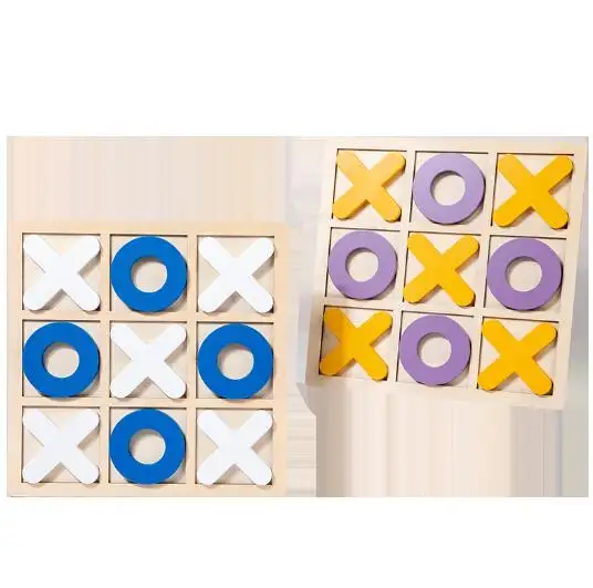 लकड़ी XO Tic-tac-toe बच्चों के प्रारंभिक शिक्षा पहेली सोच व्यायाम इमारत ब्लॉकों के खिलाफ बोर्ड खेल खिलौने