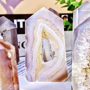 Torre de Cristal de Ágata Geodosa Natural, Varita de Ágata Geodosa, Obelisco para Decoración del Hogar, Meditación, Regalo - Product Image 2