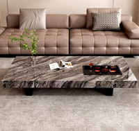 Nouvelle table basse en marbre avec cadre en bois de forme carrée, design moderne haut de gamme, style luxe léger, BTCT009, pour salon ou appartement