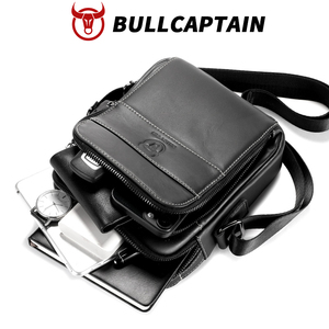 Sac à bandoulière/sac à main multifonctionnel en cuir véritable pour homme BULLCAPTAIN, grande capacité, style rock, sacs messagers - Product Image 2