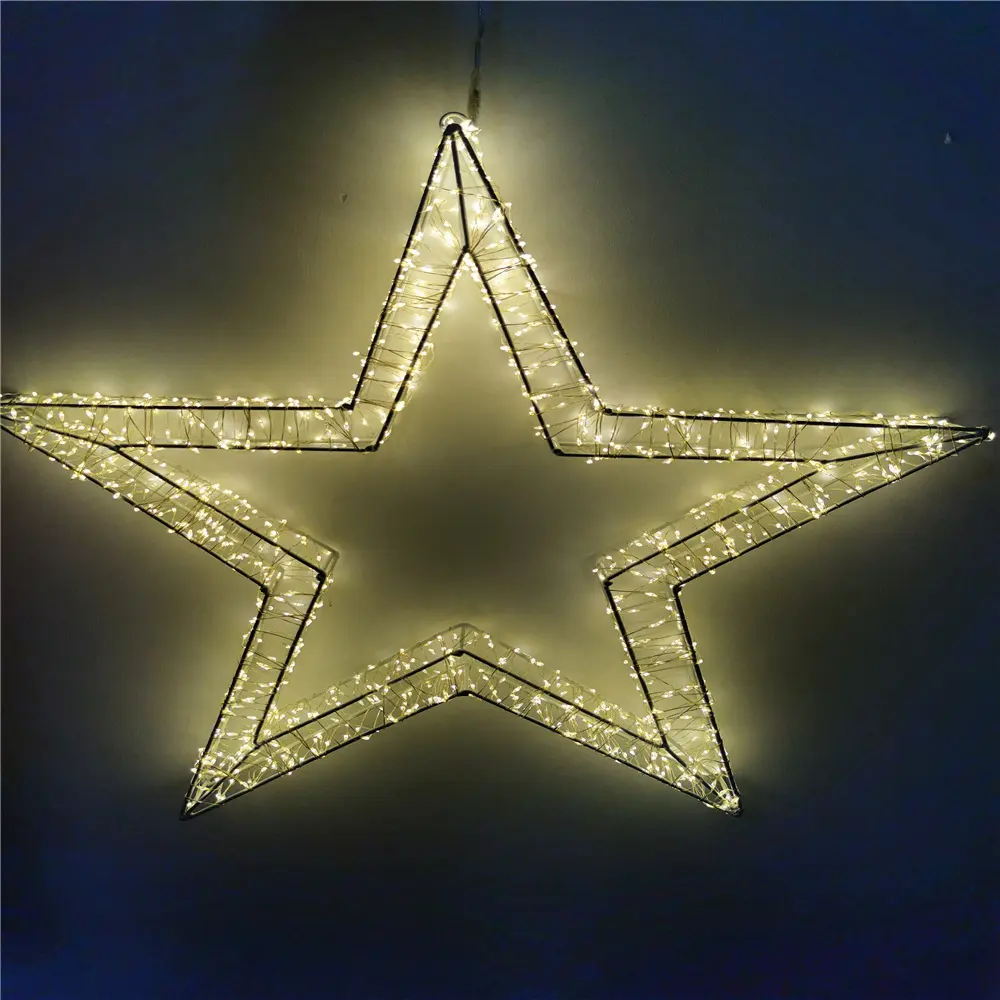 White String Lights METAL 56CMX6CM WHITE STAR DECORATION COPPER WIRE STRING LIGHTS WITH 1200LED WARM WHITE LEDS