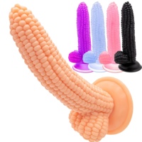 Jouet pour adultes en forme de maïs, couleur transparente, gode avec base à ventouse, jouet texturé pour le plaisir des femmes, utilisation anale