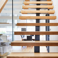 Escalier flottant minimaliste à poutre unique ouverte pour villa moderne