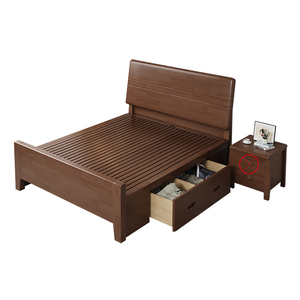 Modern Design Good Quality Wooden <strong>Bed</strong> Big Storage Solid Wood Double <strong>Bed</strong> Designs With Drawer - Product Image 4