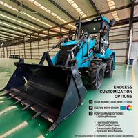 75KW Mesin Diesel CE Baru, Mini Backhoe Loader Besar, Wheel Loader 4x4, Mesin Cummins