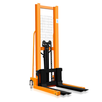 Apilador Manual de Palets de 1500 kg, Carretilla Elevadora Hidráulica con Motor AC, Transpaleta para Terrenos Difíciles