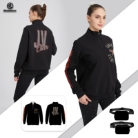 Setelan Jaket dan Celana Pemanasan Cheerleading dengan Logo Cetak Kustom, Tracksuit Sublimasi Penuh untuk Tim