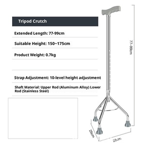 Canne de marche antidérapante à quatre pieds pour personnes âgées, en alliage d'aluminium épaissi et renforcé, béquille télescopique - Product Image 2