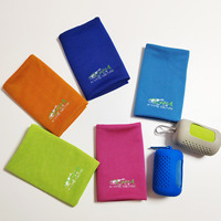 Serviette de sport rafraîchissante pour l'été, en microfibre haute densité, tissu à refroidissement rapide, couleur unie, imprimée