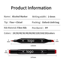 Prêt à expédier stylo pinceau permanent à pointe fine Non toxique Double pointe peinture à l'alcool stylo marqueur d'art avec sac de ceinture en tissu et base