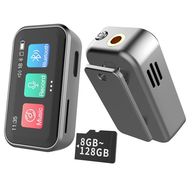 Portable Color Screen BT 5.3 with Back Clip 3D External Speaker Long Standby Small and Easy to Carry Back Clip MP3 Player