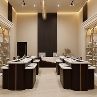 Vitrine de présentation de bijoux de luxe sur mesure Retron avec éclairage LED - Mobilier durable et écologique pour centre commercial et boutique, design 3D