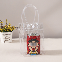Sacs fourre-tout publicitaires personnalisés en PVC transparent réutilisables à faible MOQ avec poignées, imprimés de dessins animés, pour la plage, les cadeaux et le shopping