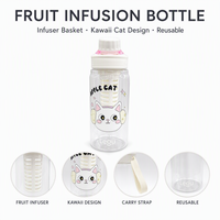 Bouteille d'eau infusée aux fruits avec logo personnalisé, infuseur amovible, imprimé pomme cartoon, anti-fuite, pour enfants et école
