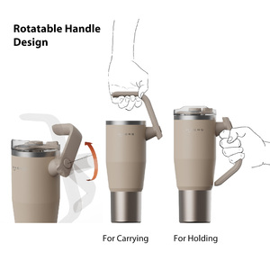 Haers 32oz/40oz cốc với xử lý và rơm 18/8 nước bằng thép không gỉ Chai du lịch cốc với rơm - Product Image 3