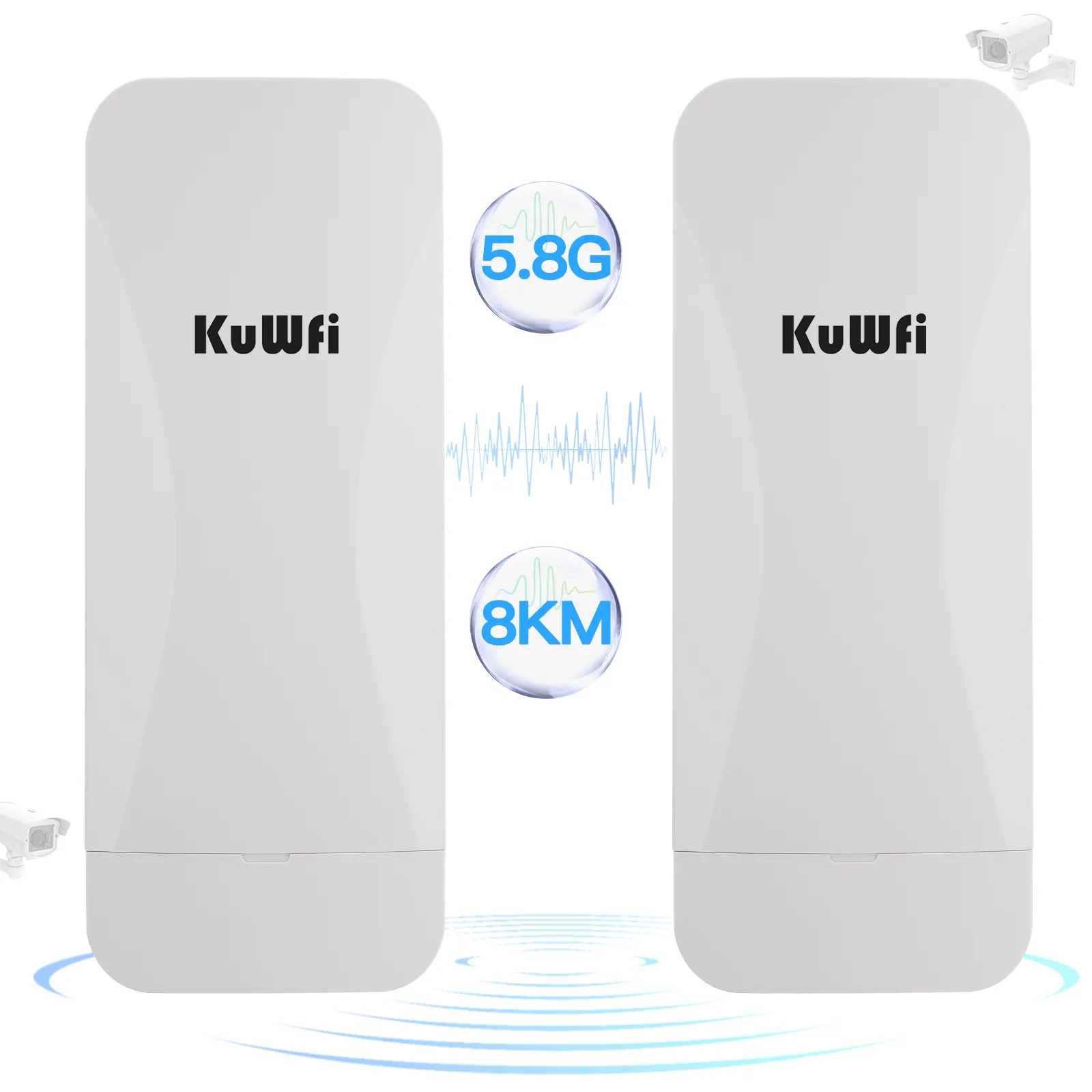 KuWFi 900Mbps8km長距離ptpギガビットWANLANポート防水wifiポイントツーポイントワイヤレスブリッジ