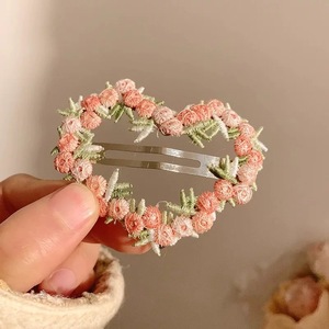 Pince à cheveux petite et fraîche, style pastoral, rose pêche, à motifs floraux, pour femme, nouvelle collection printemps - Product Image 3