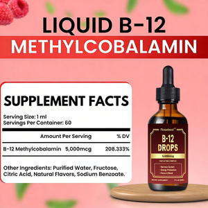 Complément alimentaire liquide de vitamine <span class=keywords><strong>B12</strong></span> à la saveur naturelle de framboise, 5000 mcg, certifié GMP, formule et emballage personnalisables, marque privée - Product Image 6