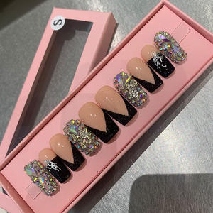 Extension de modèle de cercueil <span class=keywords><strong>en</strong></span> <span class=keywords><strong>gel</strong></span> à presser fait à la main de 10 pièces <span class=keywords><strong>en</strong></span> gros <span class=keywords><strong>ongles</strong></span> artificiels conçus pour une application au doigt - Product Image 4
