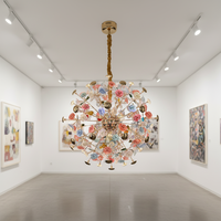 Nouveau lustre floral en céramique fait main 2025 avec cadre métallique - Lustre artistique en céramique disponible en plusieurs options de couleur