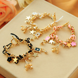 Fantasía <span class=keywords><strong>Poker</strong></span> flor encanto pulseras joyería Torre Eiffel mujeres niñas estrella joyería encanto Corea colorido pulsera regalos - Product Image 1