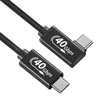 Câble USB-C USB4.0 haute vitesse 40 Gbps 5A à charge rapide, en alliage d'aluminium avec gaine en nylon tressé, connecteur coudé pour écouteurs