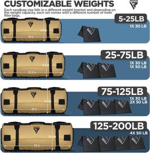 Échantillon gratuit - Sac de sable de fitness 150/100/50 LB avec deux poignées - Sacs de sable de musculation robustes pour l'entraînement et le fitness - Product Image 4