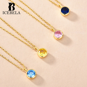 Collares con colgante de circón de piedra de mes de cumpleaños de color joyería fina de Plata de Ley 925 exquisita y elegante única para mujer - Product Image 3