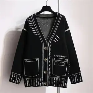 Zhuna Mùa Thu Thời Trang Tùy Chỉnh Cộng Với Kích Thước Sọc Dệt Kim Cardigan Acrylic Phụ Nữ Của Áo Len Unisex Bán Buôn