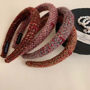 Diadema Ancha de Lana Tejida Coreana con Diseño Geométrico, Estilo Europeo y Americano, Accesorio de Moda para el Cabello de Mujer, Otoño-Invierno - Product Image 1