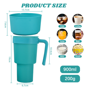 New 32oz Stadium Tumbler Plastic Snack and Drink Cup Popcorn Chips Cola Mug <strong>With</strong> Handle Snack Tray <strong>Bowl</strong> <strong>Straw</strong> - Product Image 6
