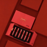 Boîte cadeau en papier à double porte magnétique avec logo personnalisé, emballage cosmétique de luxe, étui pour ensemble de tubes de gloss à lèvres multicolores