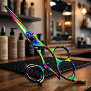Tijeras de Peluquería Ergonómicas Giratorias para el Pulgar, Tijeras Profesionales para Cortar el Cabello, Tijeras de Peluquería de Primera Calidad de Acero Inoxidable con Mango Corto - Product Image 4