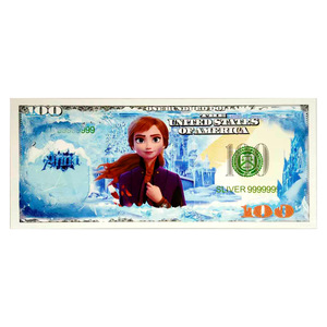 Billet de banque commémoratif Frozen Elsa Anna <span class=keywords><strong>Olaf</strong></span> en argent, carte holographique en plastique, cadeau <span class=keywords><strong>Disney</strong></span> pour enfants, collection - Product Image 5
