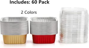 Cupcake Mold Baking Tray 300ml 10oz Square Aluminium <b>Foil</b> <b>Containers</b> Bread Disposable Aluminum Mini Loaf Pans with PLastic Lid - Product Image 5