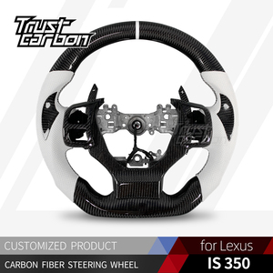 Volante de Fibra de Carbono Personalizado 500 F para la Serie IS IS250 IS350 2015-2024 con Cuero Perforado Blanco - Product Image 2