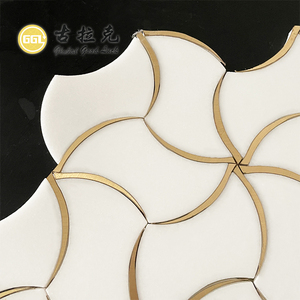 GGL đá thassos Trắng khảm gạch đá cẩm thạch hình dạng bất thường nước máy bay phản lực đồng thau cho nhà bếp phòng tắm & khách sạn trang trí - Product Image 4