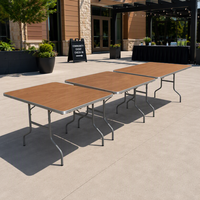 Table rectangulaire pliable moderne avec plateau en bois et pieds en métal, table portable pour événements, réceptions, hôtels