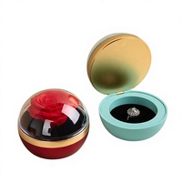 Boîte à bague ronde de luxe en gros avec rose éternelle, emballage personnalisé pour bijoux, Saint-Valentin, Fête des Mères, boîte cadeau créative pour bijoux