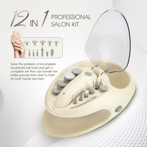 Kit de Manicura y Pedicura de Lujo PRITECH, Lima de Uñas Eléctrica con 12 Accesorios, Función de Secado, Herramienta de Belleza para el Hogar y Spa, para Callosidades - Product Image 2