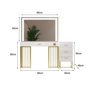 Mesa de Maquillaje con Luces para Salón de Belleza, Espejo de Tocador, Mesa de Maquillaje de Lujo, Moderna para <span class=keywords><strong>Peluquería</strong></span> y Bodas - Product Image 2