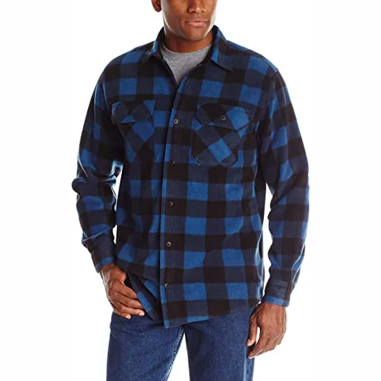 Morden Style Man Woolen Men Crop Mens Flannel Long Shirt Reversible Jacket Plaid